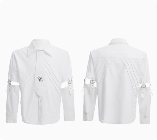 Blusa Blanca con Diseño de Cortes y Costuras Desconstruidas - Image 3