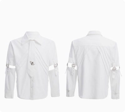 Blusa Blanca con Diseño de Cortes y Costuras Desconstruidas - Image 3