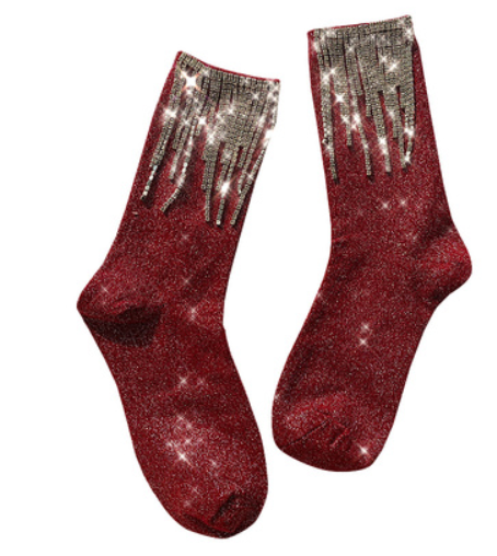 Calcetines Botín de Moda con Diamantes y Flecos para Mujer - Image 12