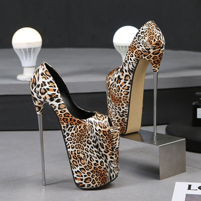 Tacones Stiletto Estampado Leopardo Talla Grande - Punta Abierta - Image 13