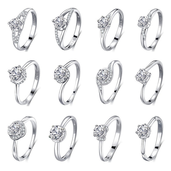 Anillo de Plata 925 con Diamantes Incrustados Clásico