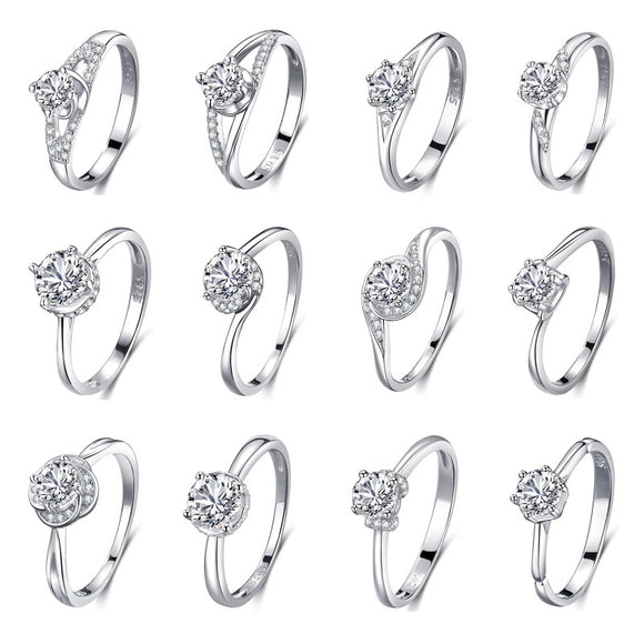 Anillo de Plata 925 con Diamantes Incrustados Clásico
