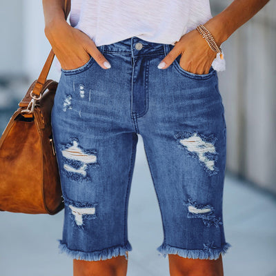 Pantalones Rotos Mid-Rise Súper Elásticos - Jeans Ajustados de Cintura Media - Image 7