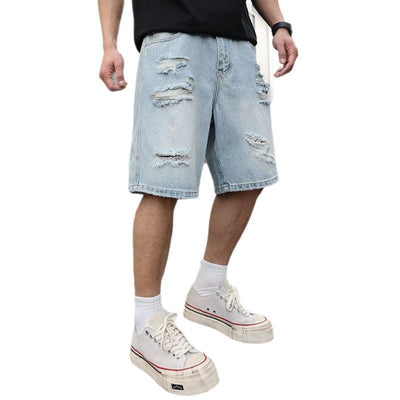 Shorts de Mezclilla Rotos Holgados Estilo Casual Desgastado - Image 5