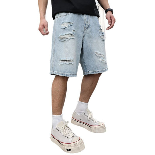Shorts de Mezclilla Rotos Holgados Estilo Casual Desgastado - Image 5