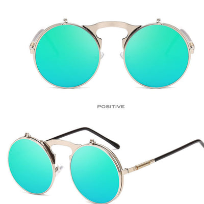 Gafas de Sol Flip Retro Marco Redondo para Adultos Mayores