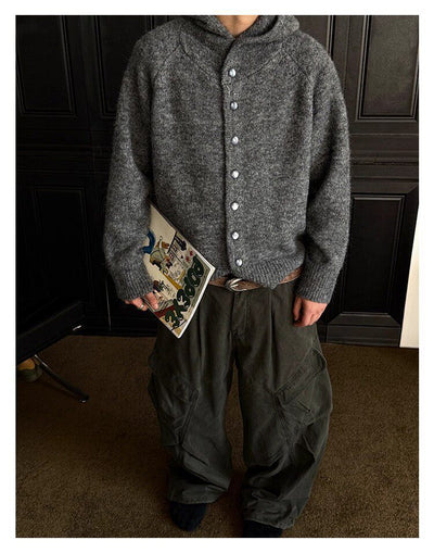 Cardigan Retro Japonés con Capucha y Botones para Hombre - Otoño Invierno - Image 13