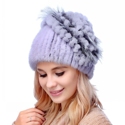 Gorro de Piel de Visón y Zorro Tejido - Colección Otoño Invierno - Image 6