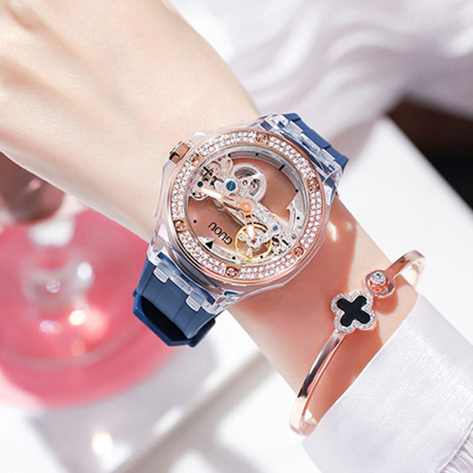 Reloj Mecánico para Mujer con Strass y Correa de Silicona - Image 6