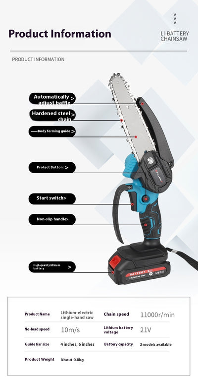 Motosierra Eléctrica Recargable 6 Pulgadas con Batería de Litio - Image 20