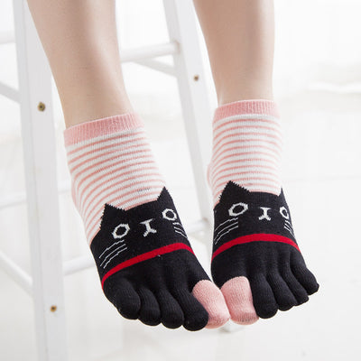 Calcetines de Algodón para Mujer con Diseño de Rayas y Gato - Otoño Invierno - Image 9