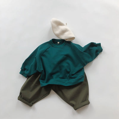 Pantalones Casuales Infantiles de Color Sólido con Cintura Elástica Estilo Literario - Image 10