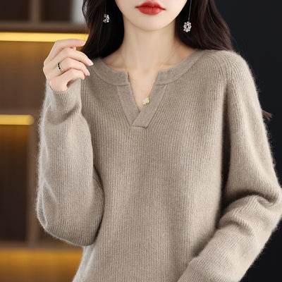 Suéter de Visón Otoño Invierno Mujer Talla Grande Holgado con Forro Polar - Image 3