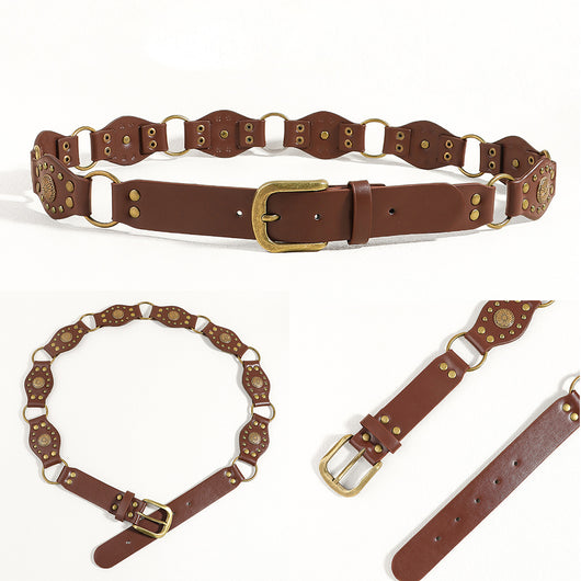 Cinturón Vintage Unisex con Hebilla de Metal Remachado - Estilo Punk Hip Hop - Image 28