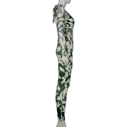 Jumpsuit Estampado para Mujer con Cuello Halter y Fruncido - Image 12
