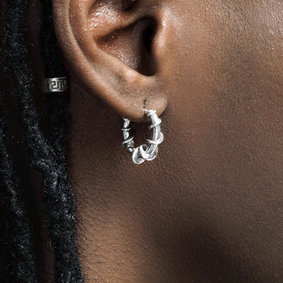Aretes de Plata Esterlina S925 con Diseño de Espinas Retorcidas - Estilo Hip Hop Masculino - Image 8