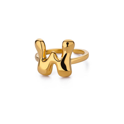 Anillo de Letras Bubble Dorado en Oro 18K Chapado - Image 61