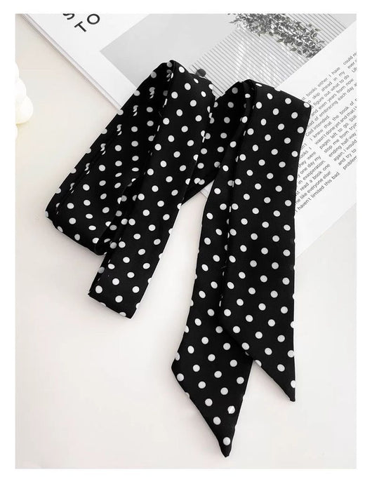 Pañuelo de Seda Coreano con Lunares Blanco y Negro para Mujer - Image 8