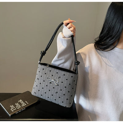 Bolsa Crossbody de Lona con Lunares y Moño Fashion - Image 27