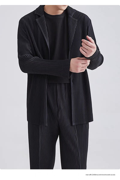 Blazer Plisado de Manga Larga para Hombre Sanzhai - Image 15