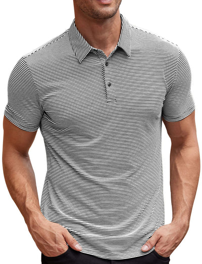 Camisa Hombre Rayas Contraste Manga Corta Suelta Verano - Image 14