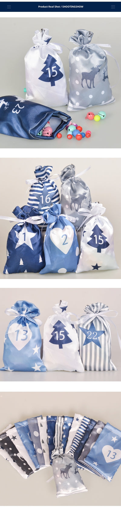 Set de Bolsas de Regalo Calendario Navideño en Satén - Image 15