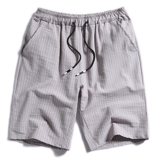 Pantalones Cortos de Algodón a Rayas para Hombre - Image 2