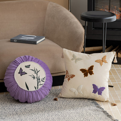Cojín de Lujo para Sofá con Bordado de Mariposas - Image 3