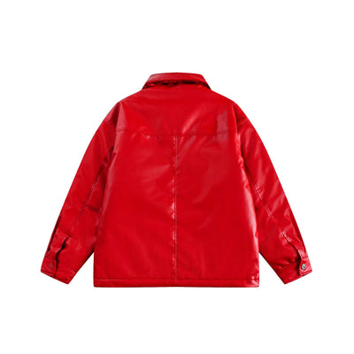 Chaqueta de Cuero Punk con Bordado de Calavera y Forro Grueso - Image 5