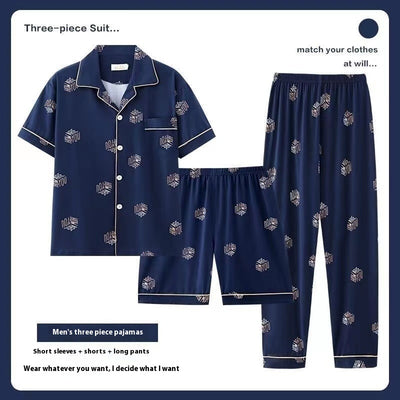 Pijama de Tres Piezas Manga Corta para Hombre - Image 10