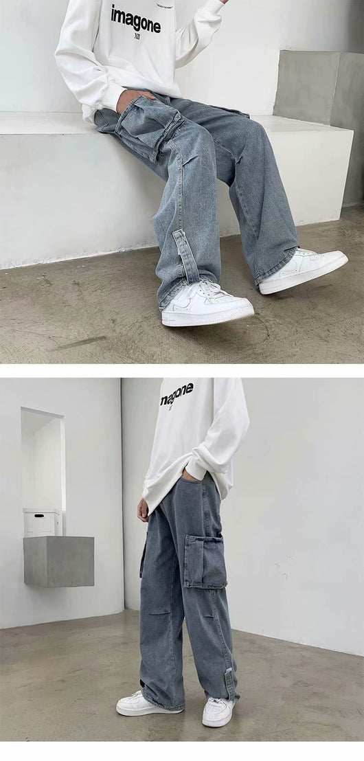 Jeans Rectos Sueltos Estilo Hong Kong para Hombre - Image 11