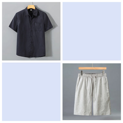 Conjunto de Shorts y Camisa de Lino para Hombre - Outfit Veraniego Ligero y Cómodo - Image 15