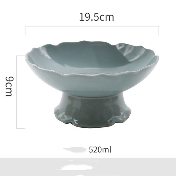 Frutero Cerámica Azul Retro - Diseño Alto y Elegante