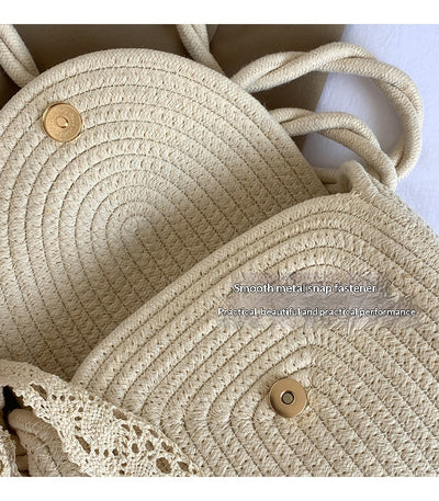 Bolsa Tejida de Algodón con Cuerda - Estilo Casual Artesanal para Verano - Image 16