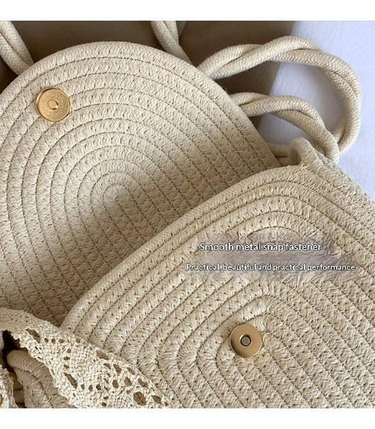 Bolsa Tejida de Algodón con Cuerda - Estilo Casual Artesanal para Verano - Image 16