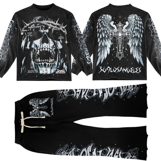 Conjunto Completo: Playera Manga Larga y Pantalones Acampanados Cómodos