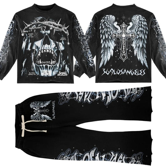 Conjunto Completo: Playera Manga Larga y Pantalones Acampanados Cómodos