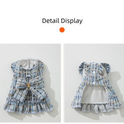 Vestido Elegante Tipo Chanel con Moño para Mascotas - Abrigo Cálido para Otoño e Invierno - Image 23