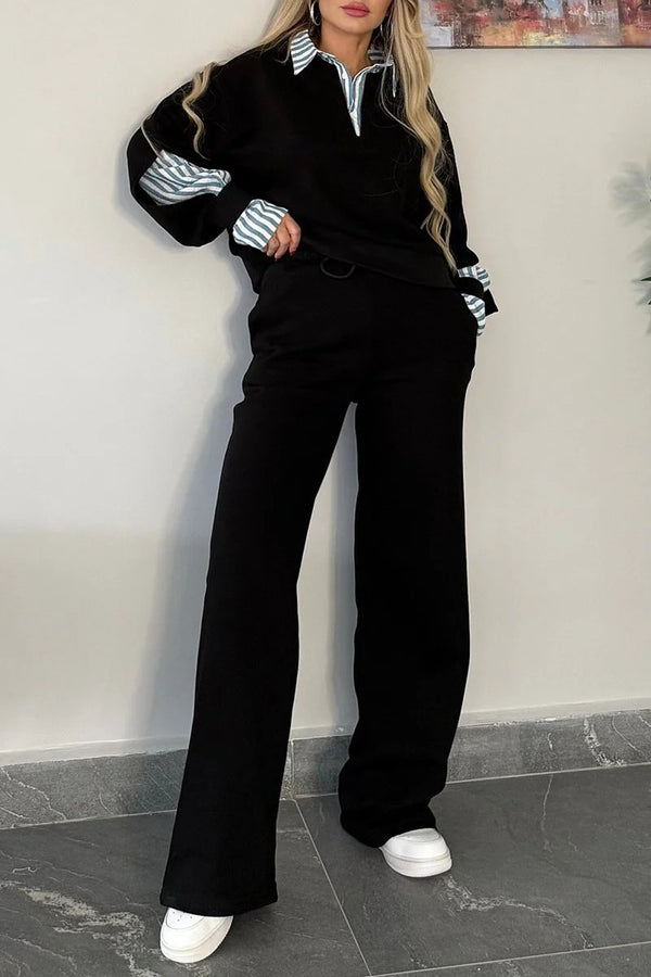 Conjunto de Camisa de Cuello Solapa y Sudadera Holgada - Image 14