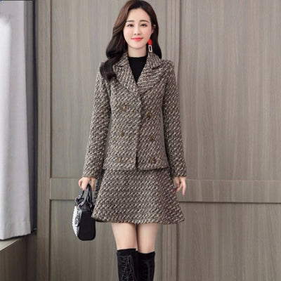 Traje de Falda Corta en Lana a Cuadros - Conjunto Slim Elegante - Image 8