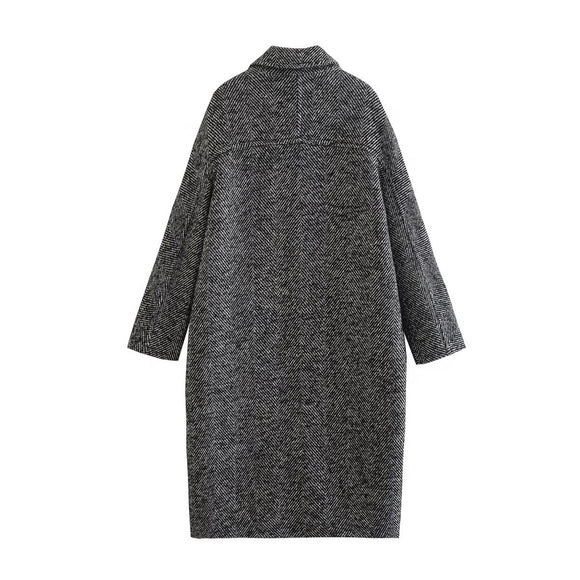 Abrigo Sobretodo Mujer Twill Serrado Largo Medio