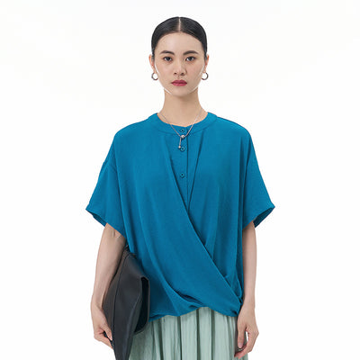 Blusa Suelta con Botones Decorativos y Manga Corta - Image 7