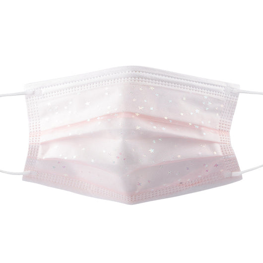 Light blue disposable face mask with iridescent butterfly patterns and white ear loops for dust protection. - Image 11
