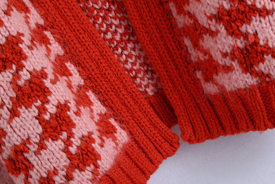 Cardigan Tejido Pied de Poule con Detalle Lattice para Mujer - Image 5