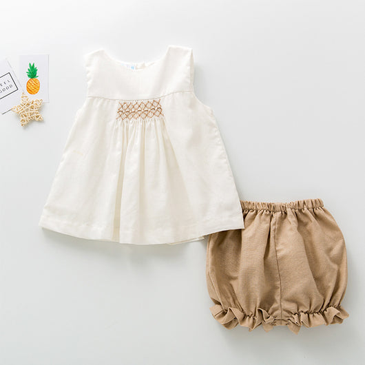 Conjunto de Dos Piezas sin Mangas para Niña - Estilo Europeo Verano - Image 2