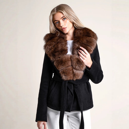 Abrigo Elegante con Cuello de Piel Sintética para Mujer - Image 6