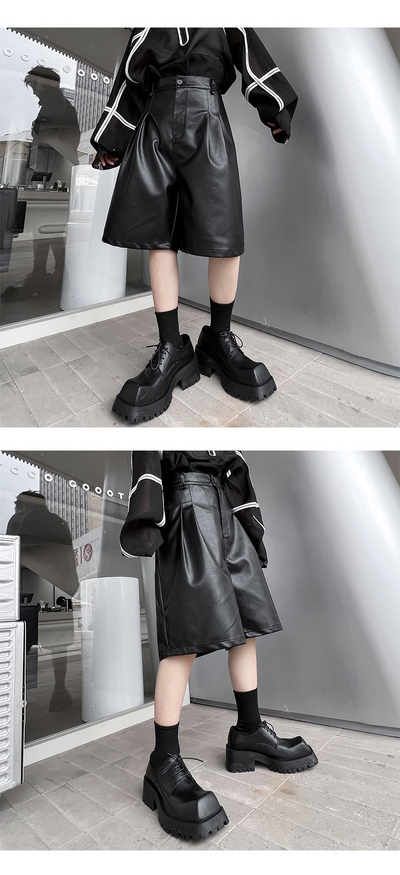 Pantalones Casuales de Piel Sintética con Corte Relajado para Hombre - Image 10