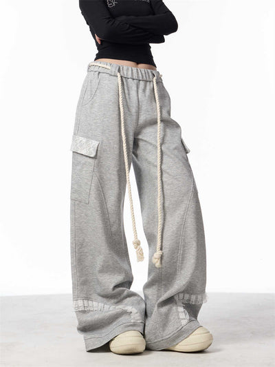Pantalones de Chándal Gris Cintura Ajustable con Bolsillos Múltiples para Mujer - Image 15