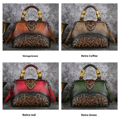 Bolso Crossbody de Cuero con Grabado Retro y Cierre Magnético - Image 16