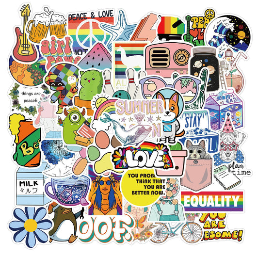 A large collection of cute cartoon animal stickers, including a monkey, pig, shark, penguin, elephant, and more, arranged in a circle. - Image 3